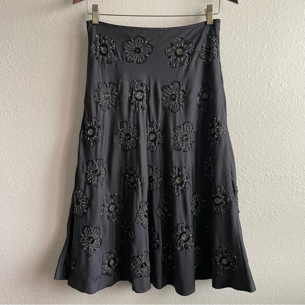 Miss Me Navy Blue Beaded Floral Skirt